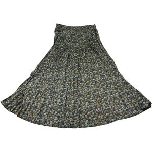 Cotelac Gray w/ Fall Leaf Design Polyester Long Skirt Womens Size 2